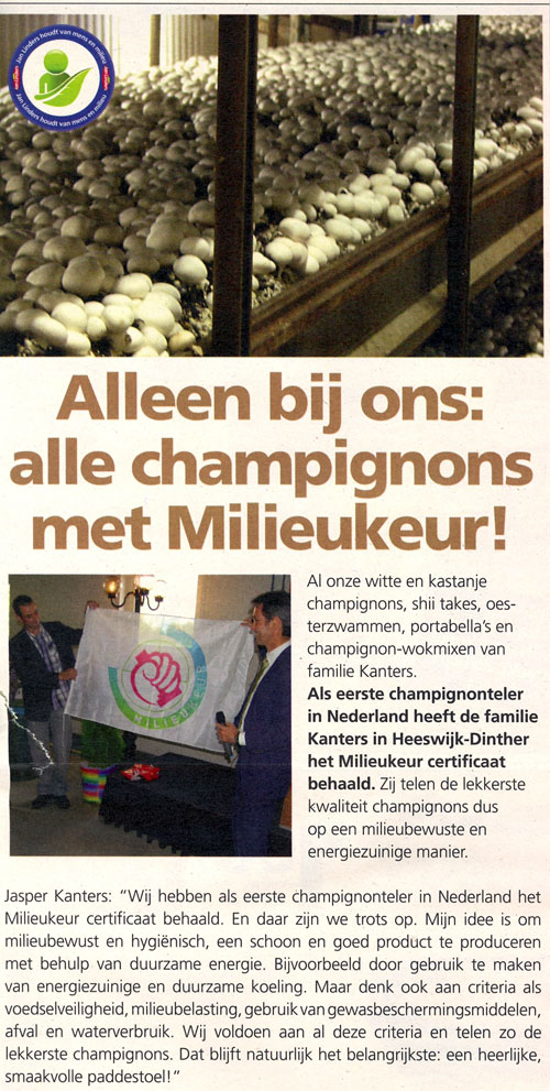 Milieukeurmerk Champignonteler Kanters